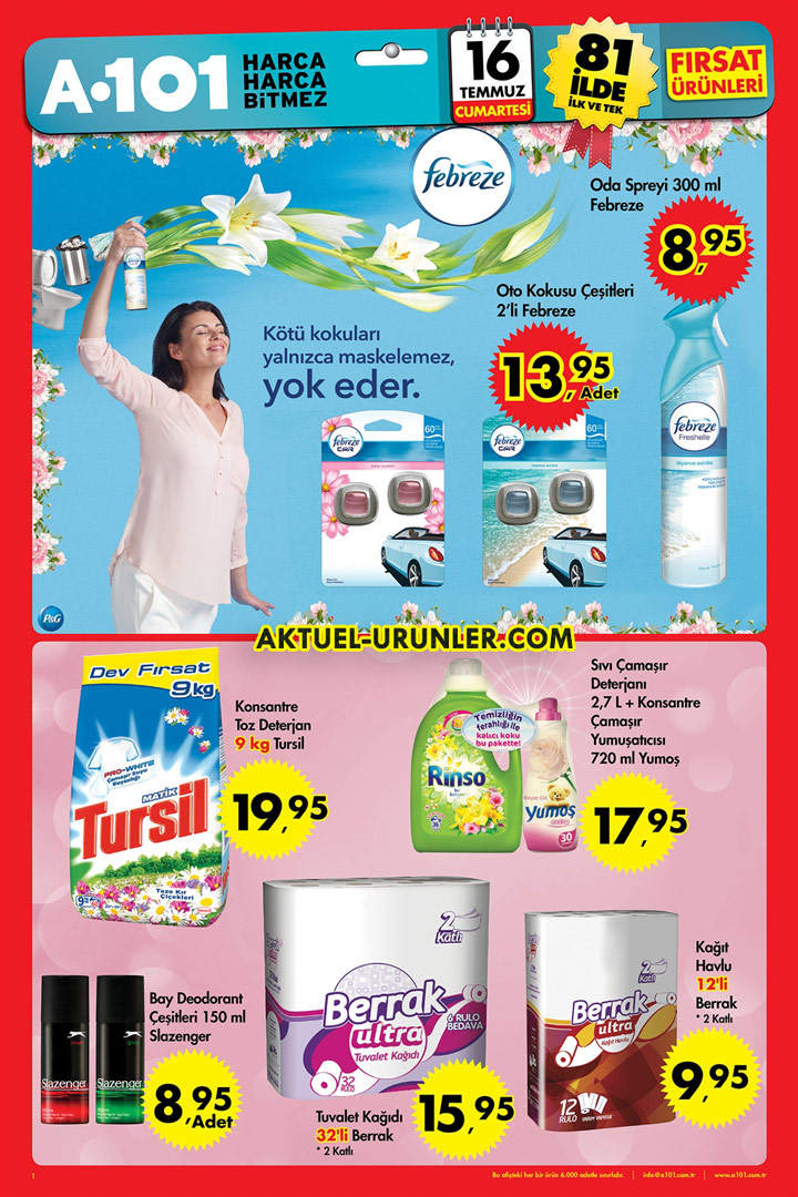 A101 16 Temmuz 2016 Cumartesi – Pazar Aktüel Ürünler