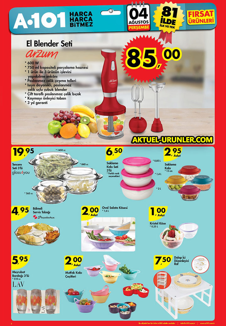 A101 4 Ağustos Aktüel Katalogu – Arzum El Blender Seti