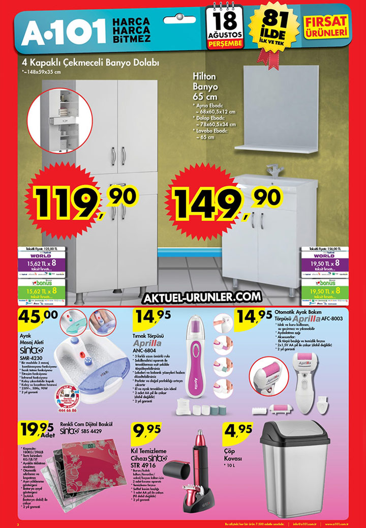 A101 18 Ağustos 2016 Aktüel Fırsatı – 18.08.2016