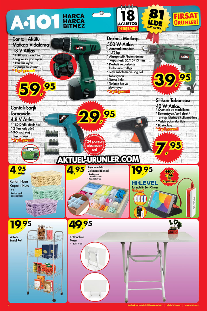 A101 18 Ağustos 2016 Aktüel Ürünleri – 18 Ağustos Kataloğu