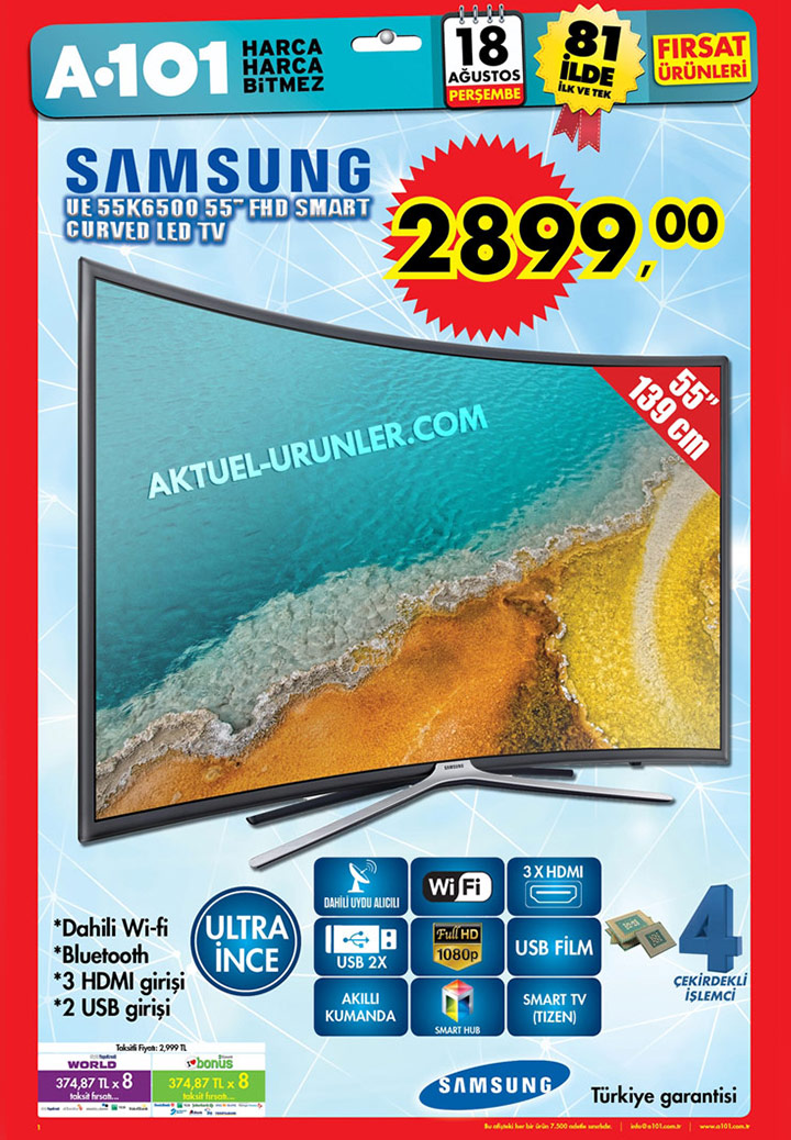 A101 18 Ağustos Aktüel Ürünleri – Samsung UE55K6500 TV
