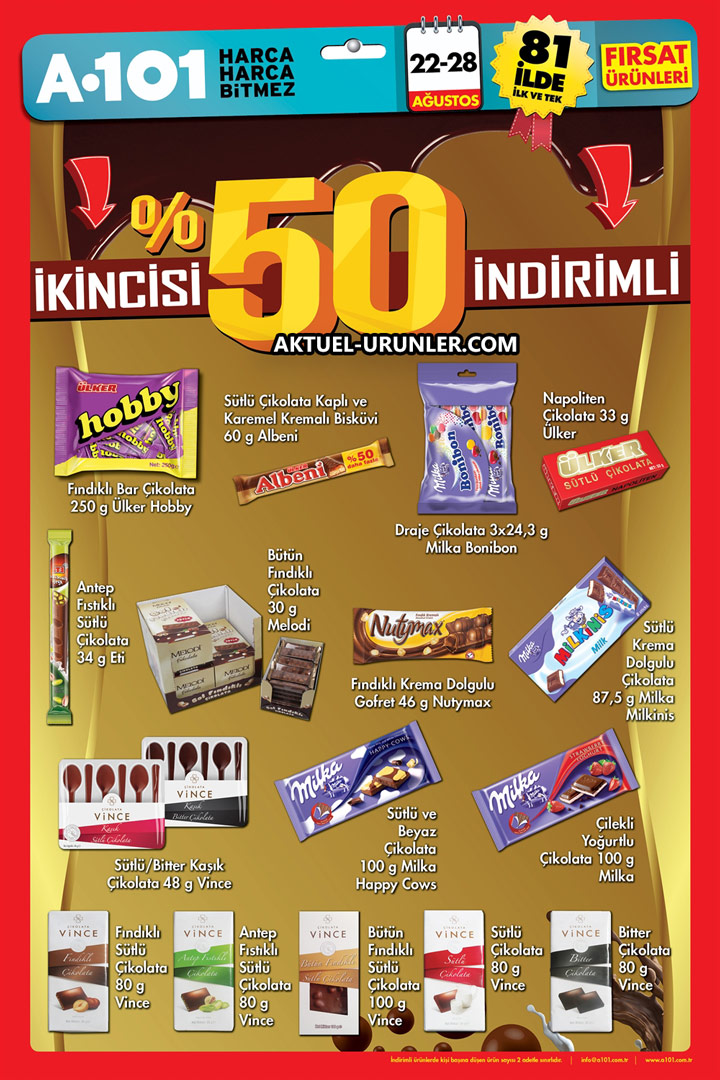A101 22 Ağustos – 28 Ağustos Aktüel Ürünleri – Çikolatalar