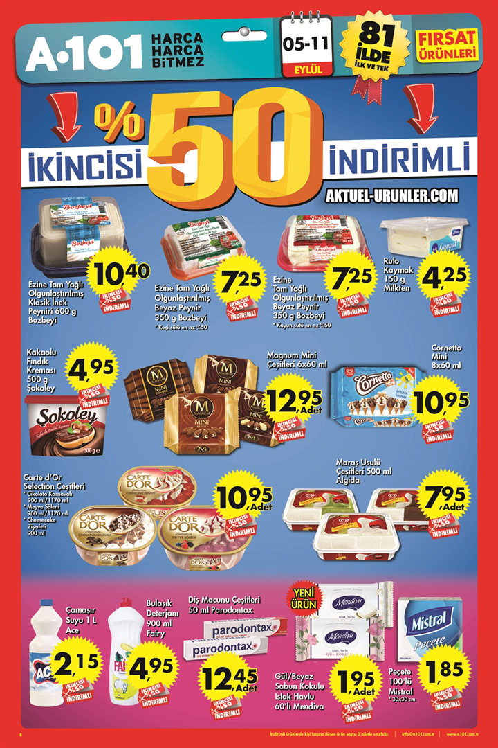 A101 5 Eylül 2016 & 11 Eylül 2016 – İkincisi %50 İndirimli
