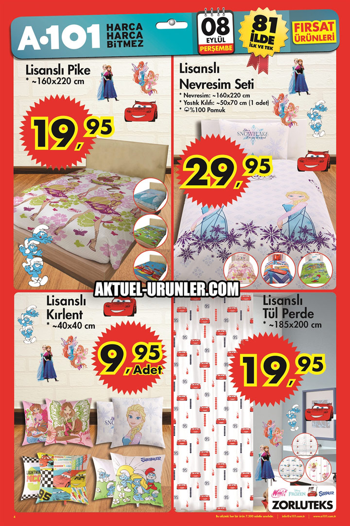 A101 8 Eylül 2016 Aktüel – ZorluTeks Lisanslı Ürünler