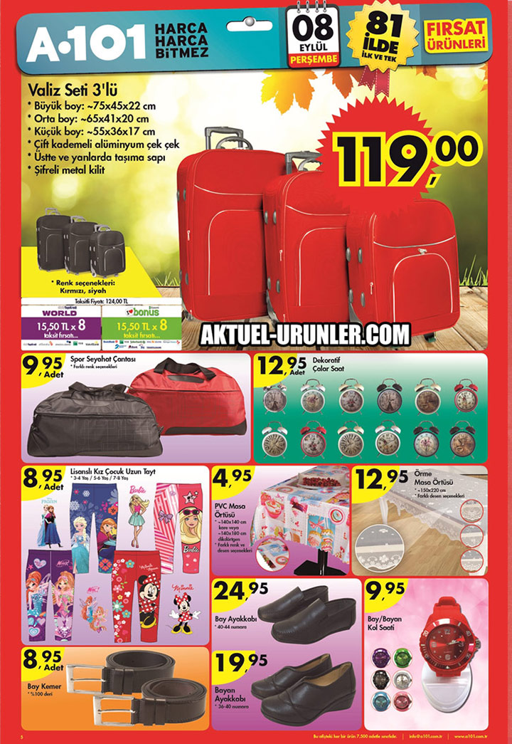 A101 8 Eylül Aktüel Ürünleri – 08.09.2016