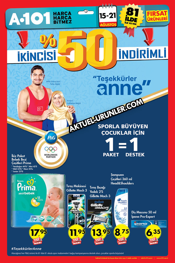 A101 İkincisi %50 İndirimli Aktüel -15 Ağustos & 21 Ağustos