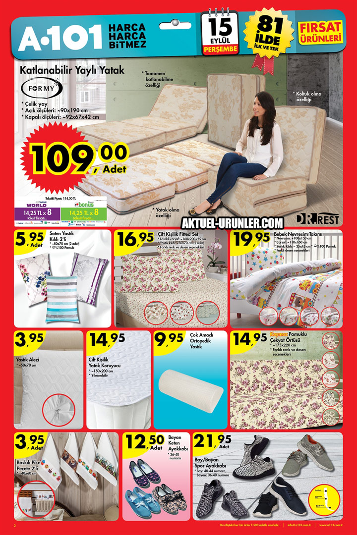 A101 15 Eylül Aktüel Ürünleri – Katlanabilir Yaylı Yatak