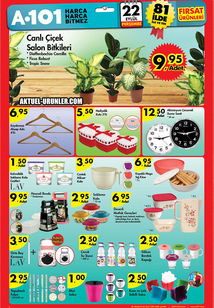 A101 22 Eylül Aktüel Ürünler Kataloğu – Perşembe