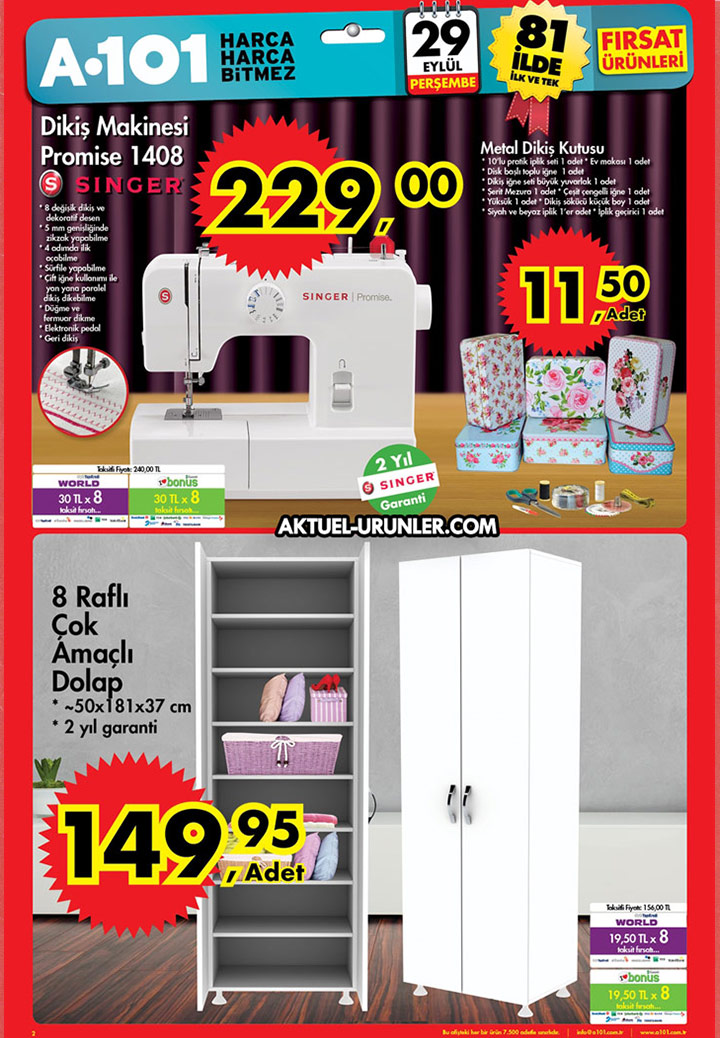 A101 29 Eylül Aktüel Ürünleri – Singer Dikiş Makinesi