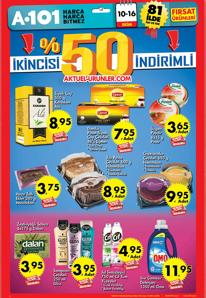 A101 10 Ekim 2016 & 16 Ekim 2016 – İkincisi Yüzde 50