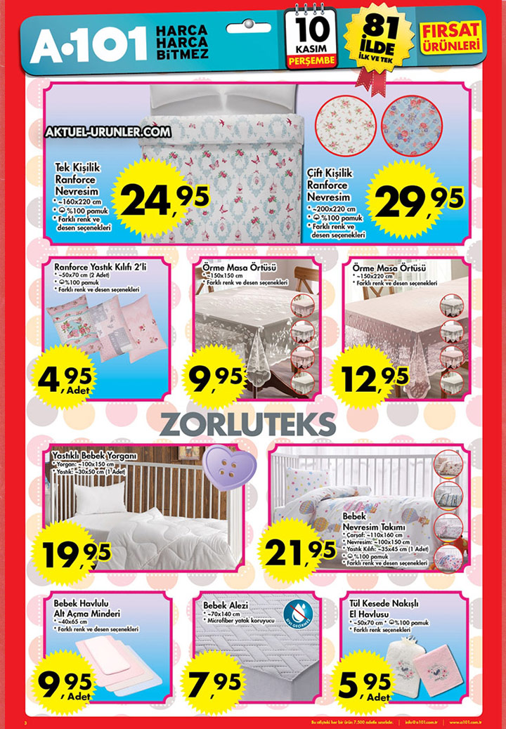 A101 10 Kasım 2016 Aktüel – Zorluteks Ürünleri