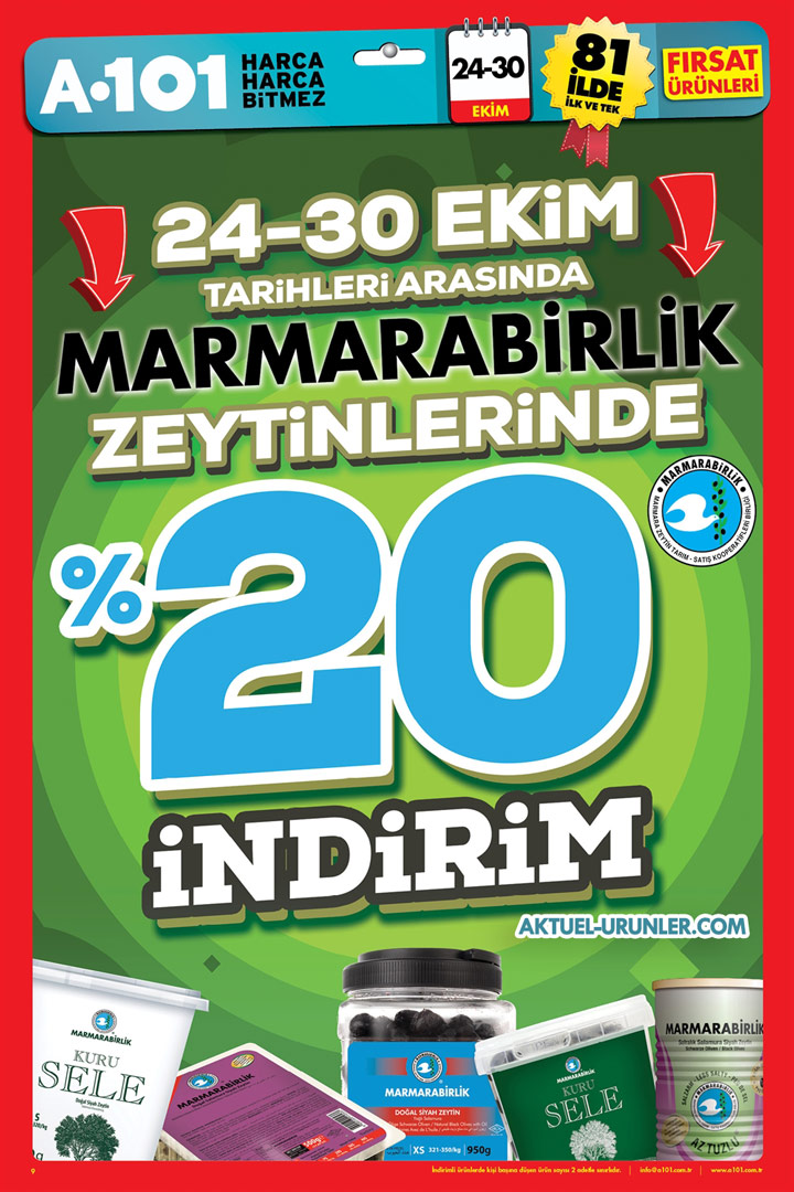 A101 24 – 30 Ekim Marmarabirlik İndirimi – %20 indirim