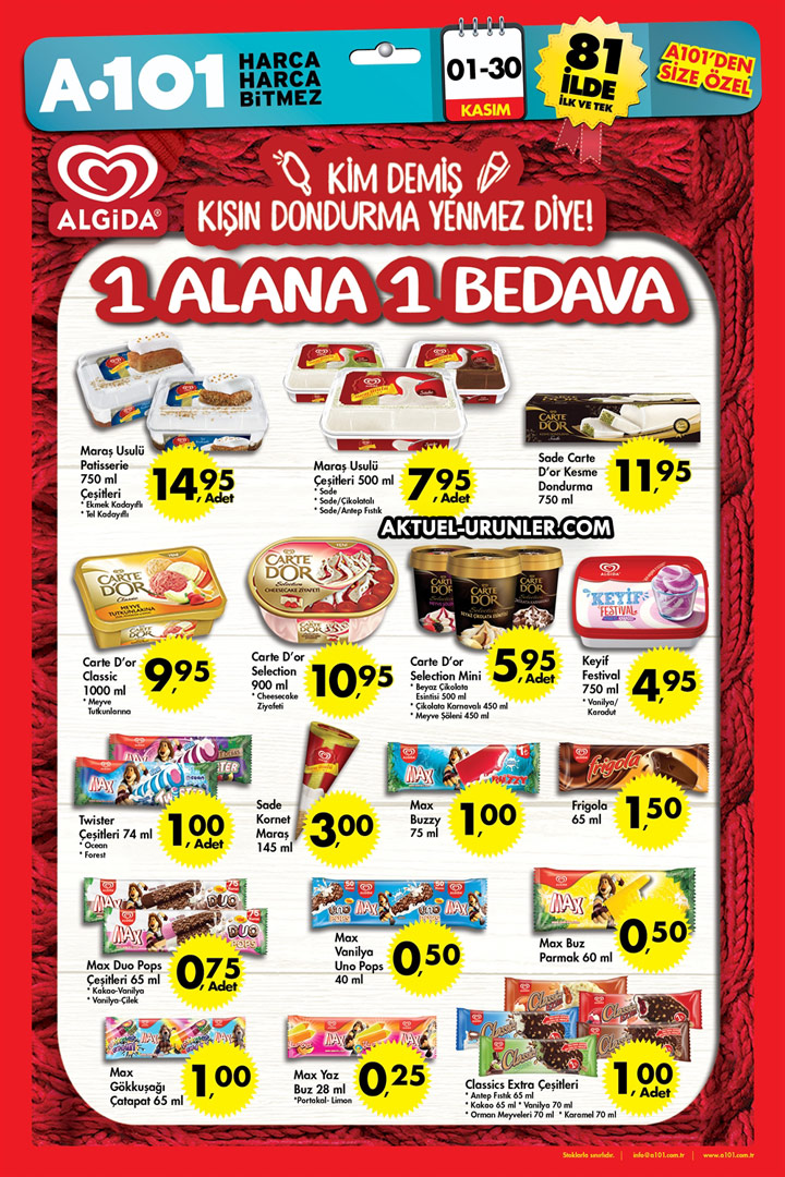 A101 1 Kasım & 30 Kasım Aktüel Ürünleri – ALGİDA