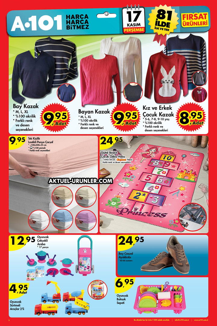 A101 17 Kasım Perşembe – Tekstil Ürünleri