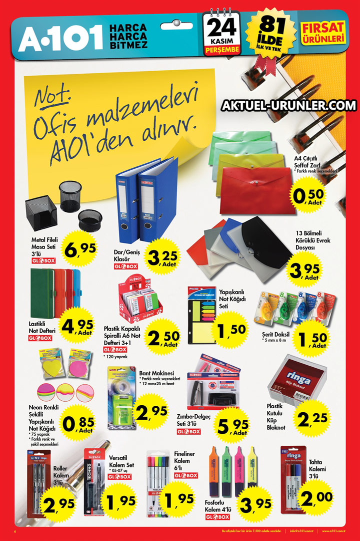A101 24 Kasım Aktüel – Ofis Malzemeleri Kataloğu