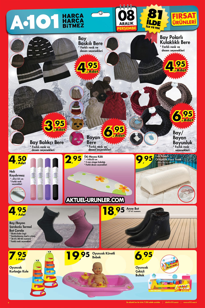 A101 8 Aralık Aktüel Ürünleri Sayfası – Bere & Bot