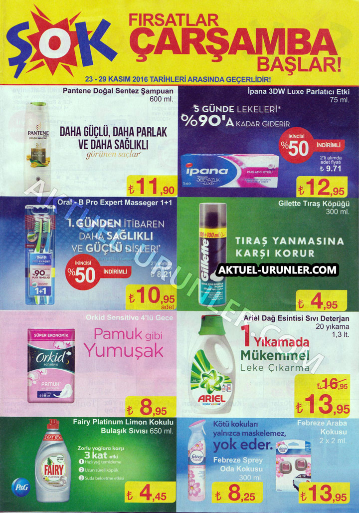 ŞOK 23 Kasım 2016 Çarşamba – Markalı Ürünler
