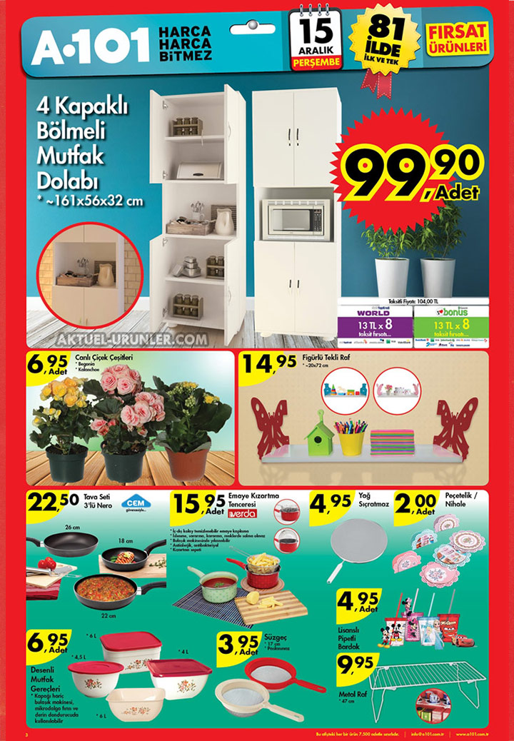 A101 15 Aralık 2016 Aktüel Sayfası – Mutfak Dolabı Ürünü