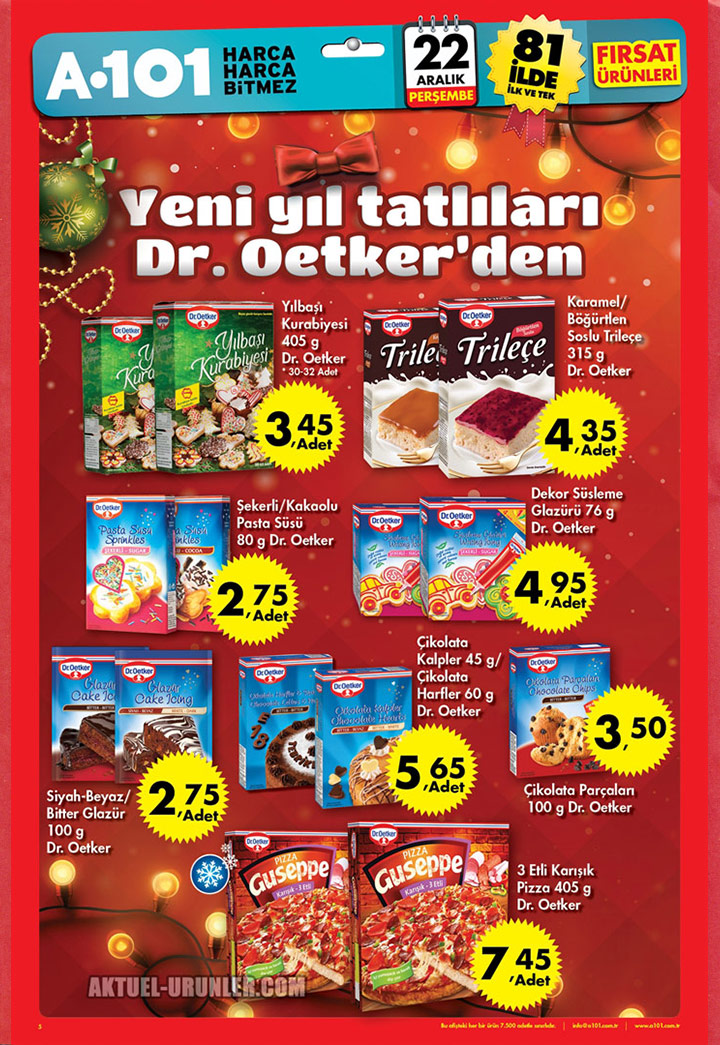 A101 22 Aralık Aktüel Kataloğu Sayfası – Dr.Oetker