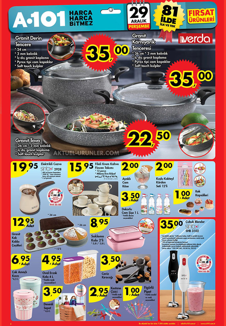 A101 29 Aralık Aktüel Kataloğu – Verda Granit Tencereler