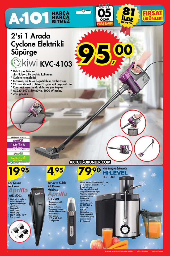 A101 5 Ocak Yeni Sene Aktüel – Kiwi KVC4103