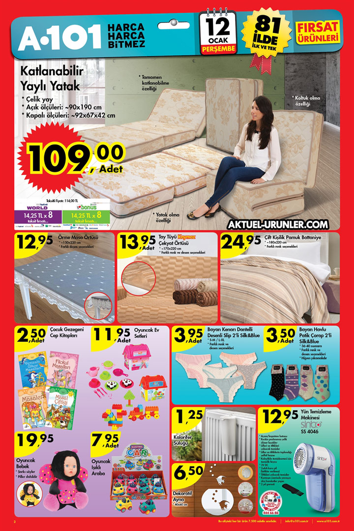 A101 12 Ocak Aktüel Ürünleri – Katlanabilir Yaylı Yatak