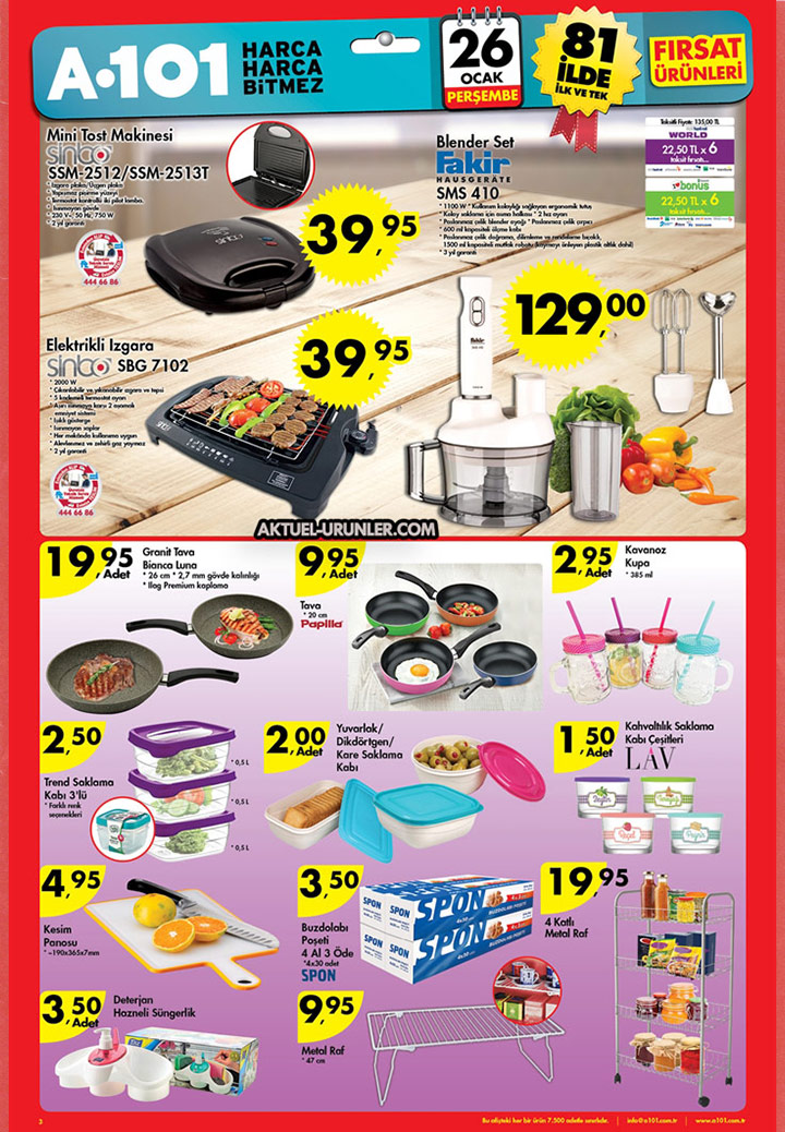 A101 26 Ocak Aktüel 2017 – Fakir SMS410 Blender