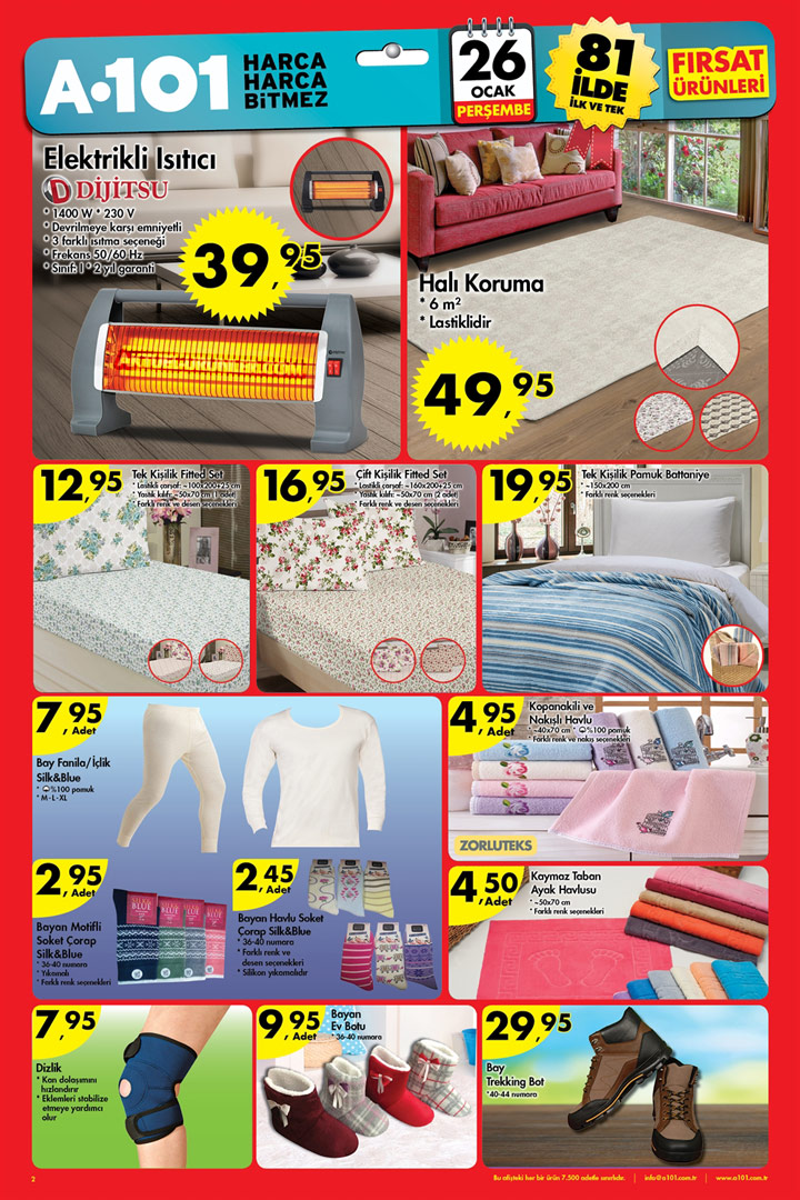 A101 26 Ocak Aktüel Ürün Kataloğu – Tekstil
