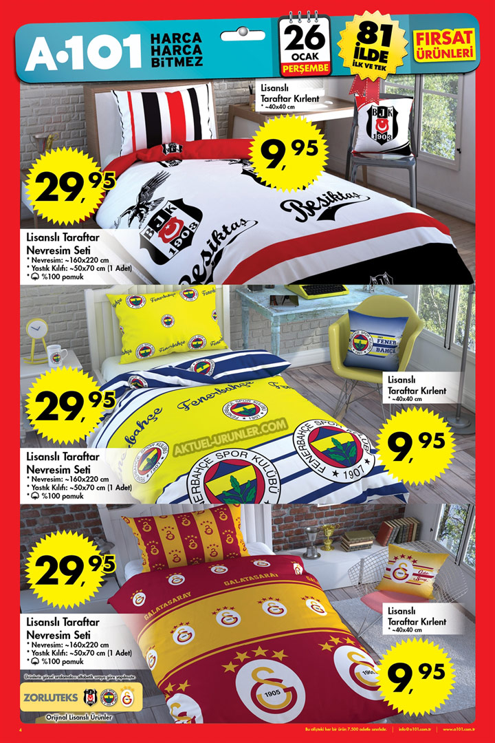 A101 26 Ocak Aktüel Ürün Kataloğu – Zorluteks Lisanslı