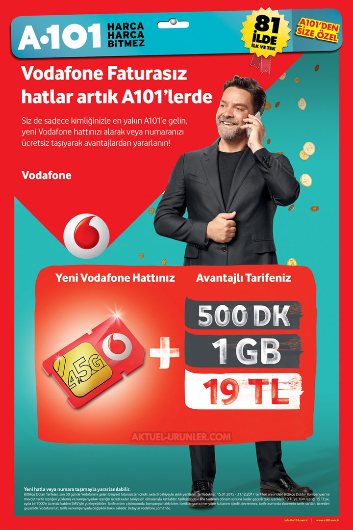A101 Vodafone Faturasız Hat İndirimli Tarifeleri