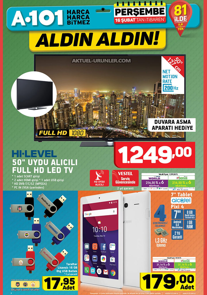 A101 16 Şubat Aktüel Sayfa 1 – Hi Level TV