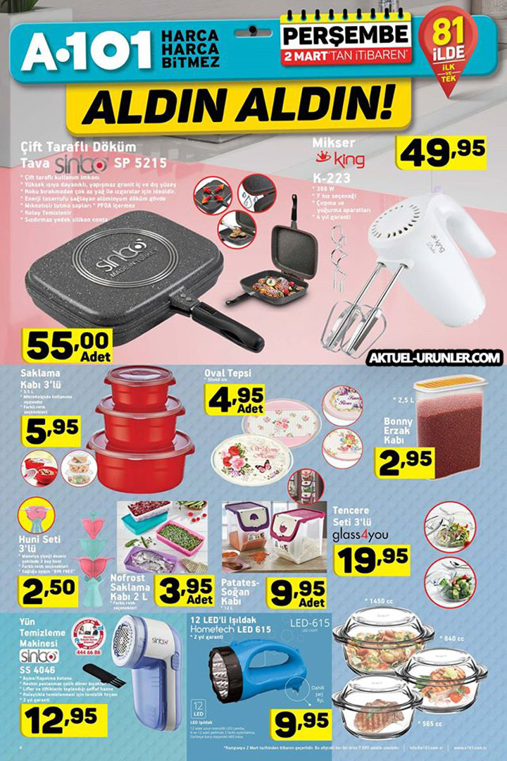 A101 2 Mart Aldın Aldın – Aktüel Ürün Kataloğu