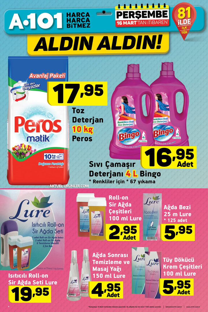 A101 16 Mart 2017 Perşembe – İndirim ve Kampanyalar