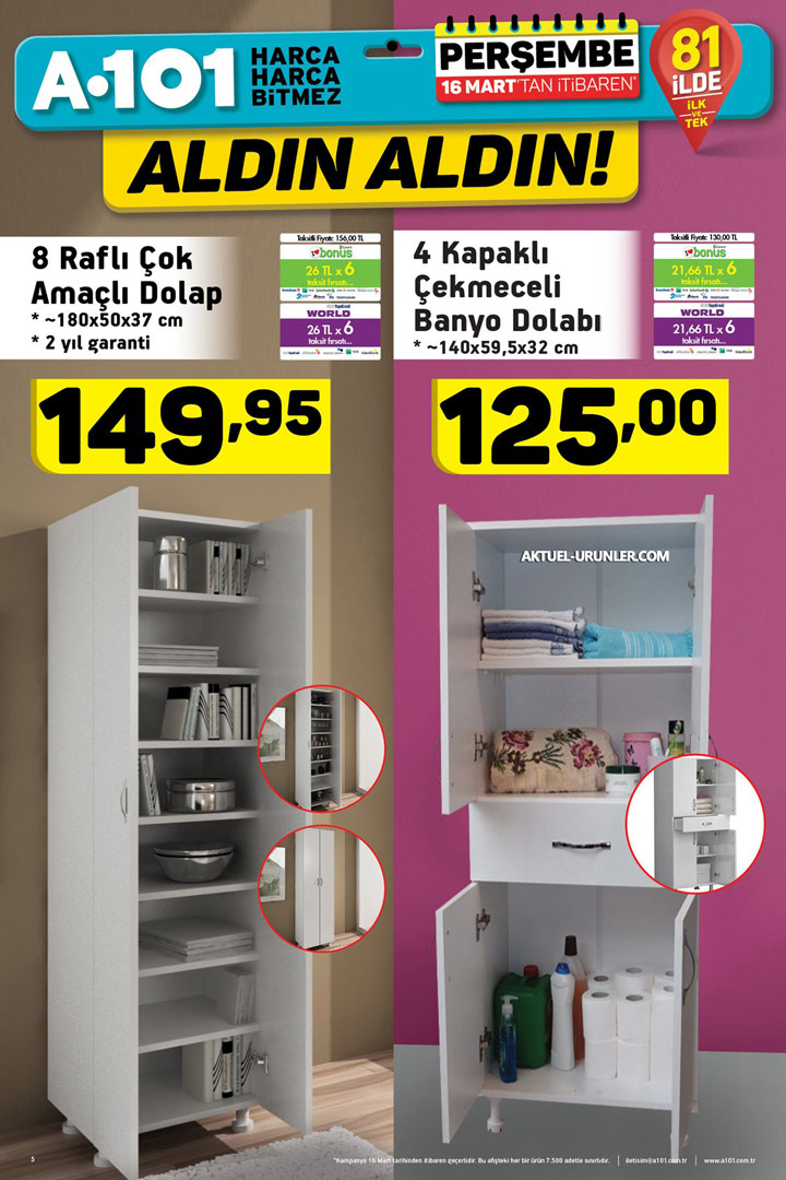 A101 16 Mart Aktüel Kataloğu – Dolap ve Raflar