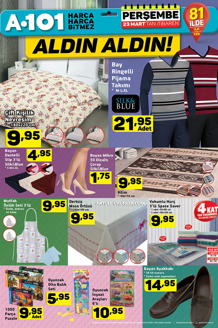 A101 23 Mart Aktüel Katalogları – Tekstil Ürünleri