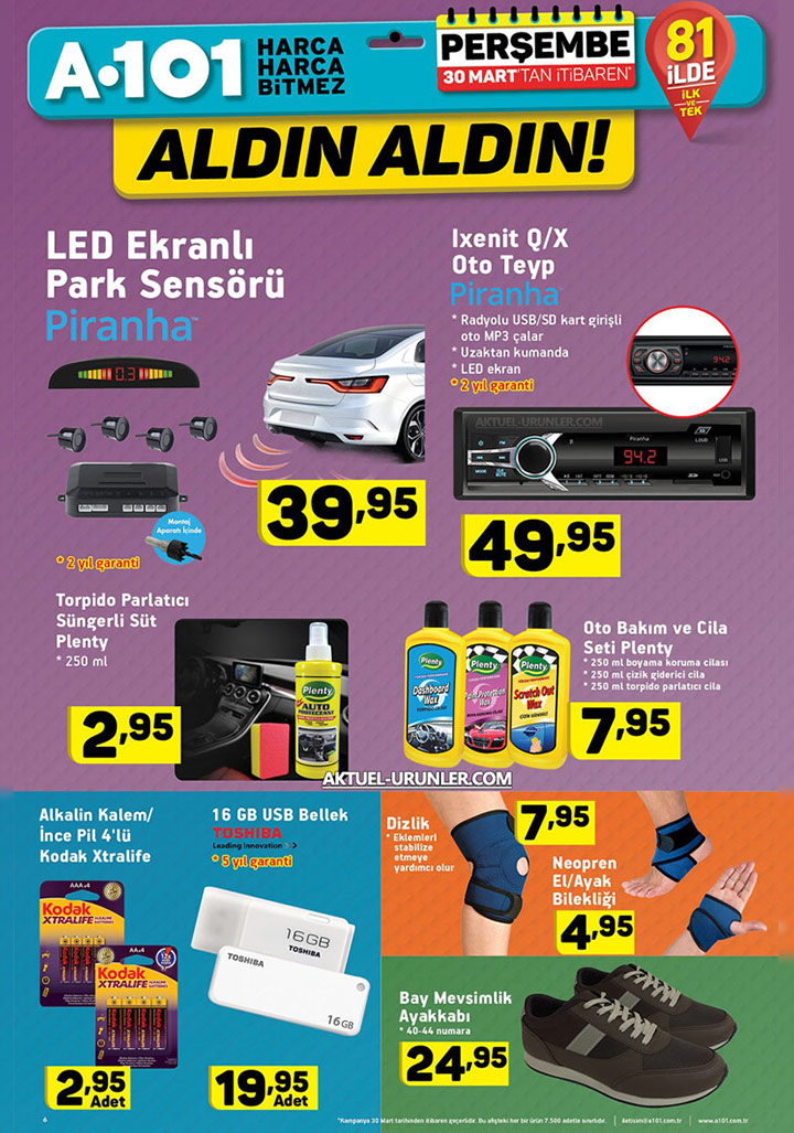 A101 30 Mart 2017 Aktüel Otomobil Ürünleri