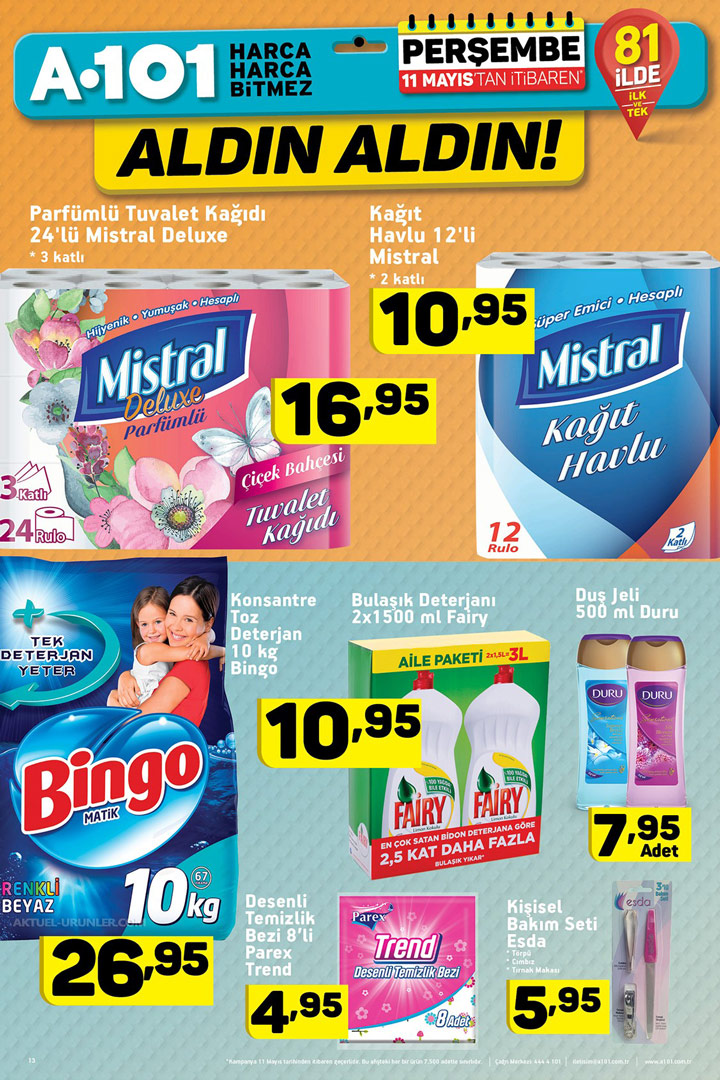 A101 11 Mayıs Temizlik Aktüel Ürünleri Sayfası