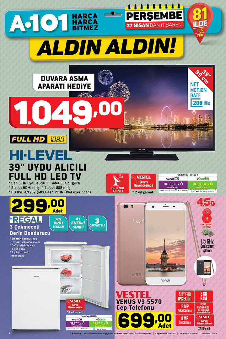 A101 27 Nisan Aldın Aldın Aktüel Ürünleri Sayfası