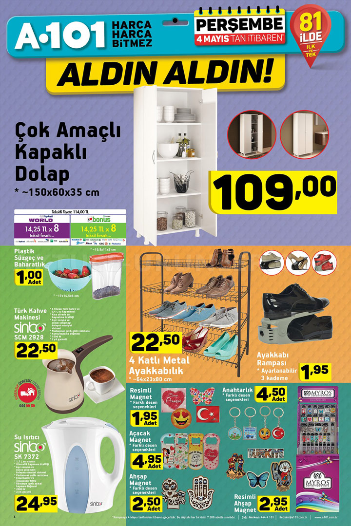 A101 4 Mayıs Perşembe İtibari ile Geçerli Aktüel Fırsatlar