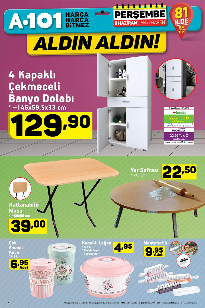 A101 8 Haziran 2017 Dolap ve Masa Gibi İndirimli Ürünler