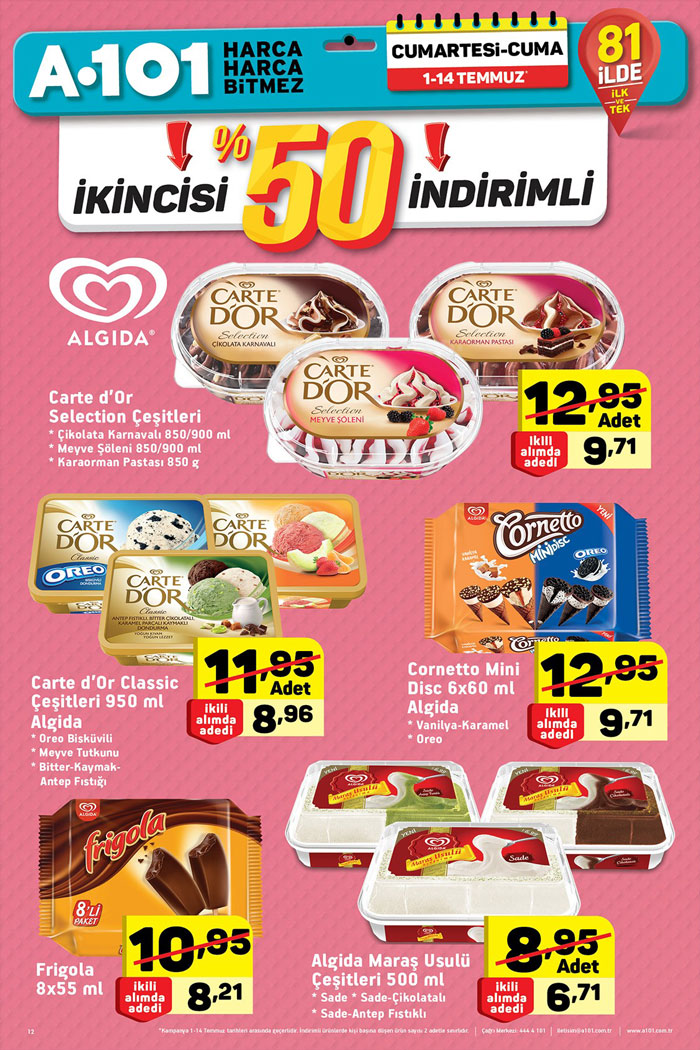 A101 1 Temmuz & 14 Temmuz Dondurma Kampanyası