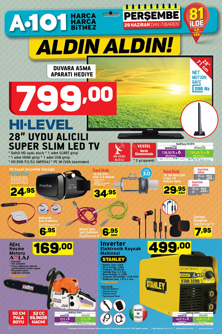 A101 29 Haziran Aktüel Bu Hafta Fırsatları