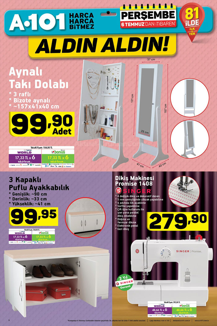 A101 6 Temmuz Dekorasyon ve Dikiş Makinesi Ürünleri