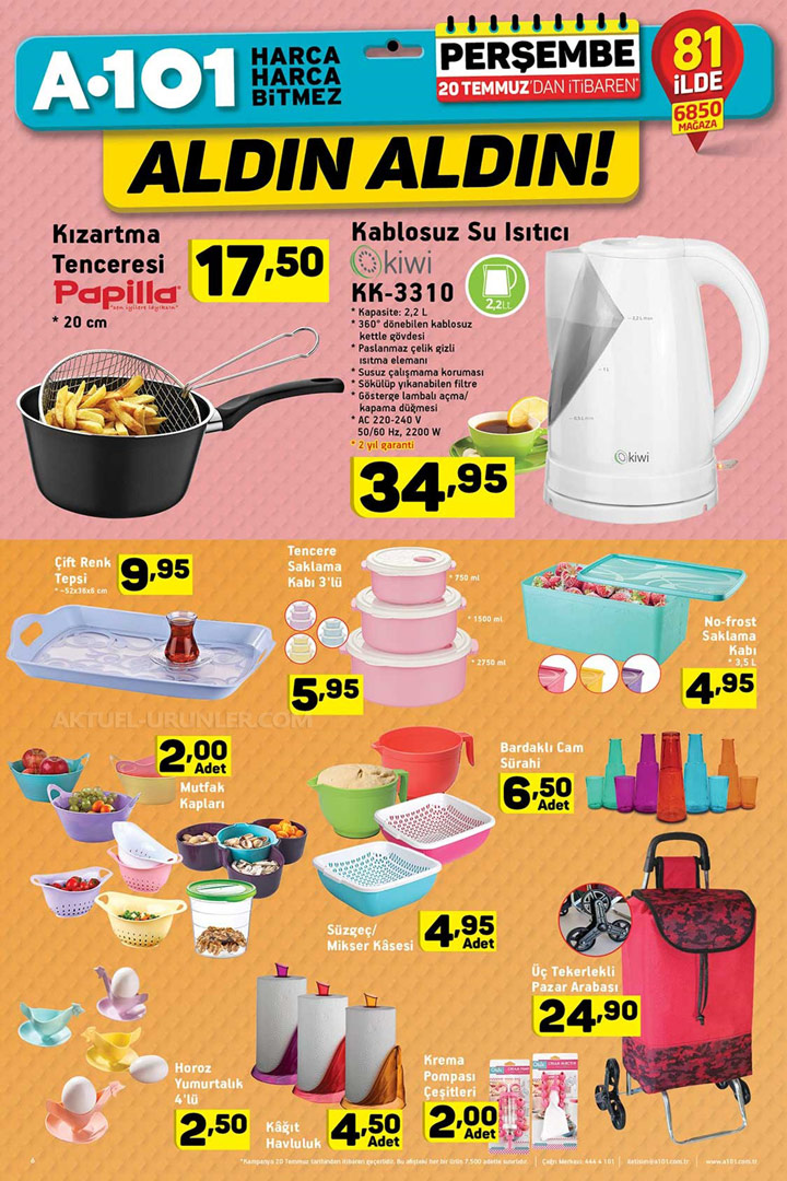 A101 20 Temmuz Mutfak Aktüel Ürünleri