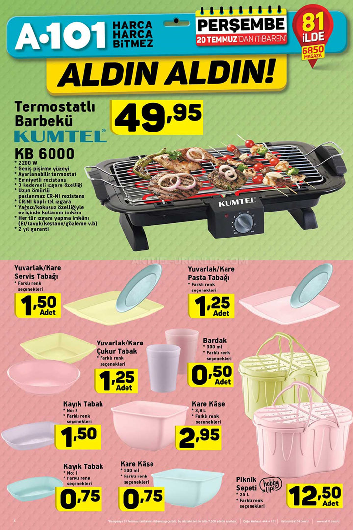 A101 20 Temmuz Mutfak Ürünleri Kampanyalı Ürünleri