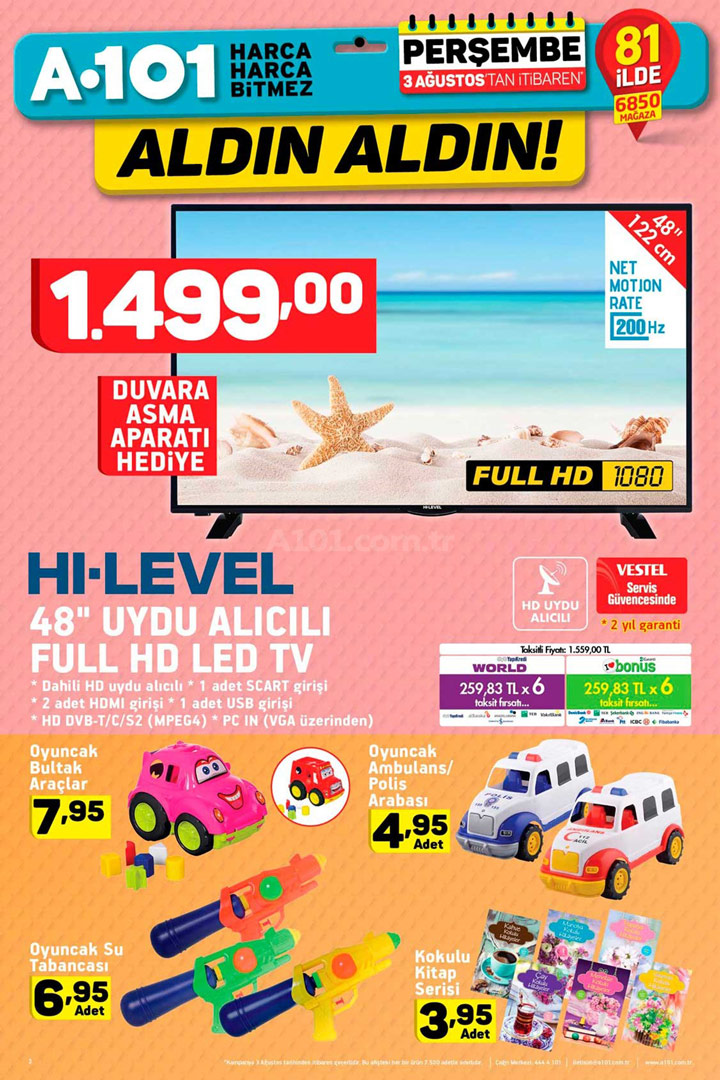 A101 3 Ağustos Aktüel Elektronik Ürünler Sayfası