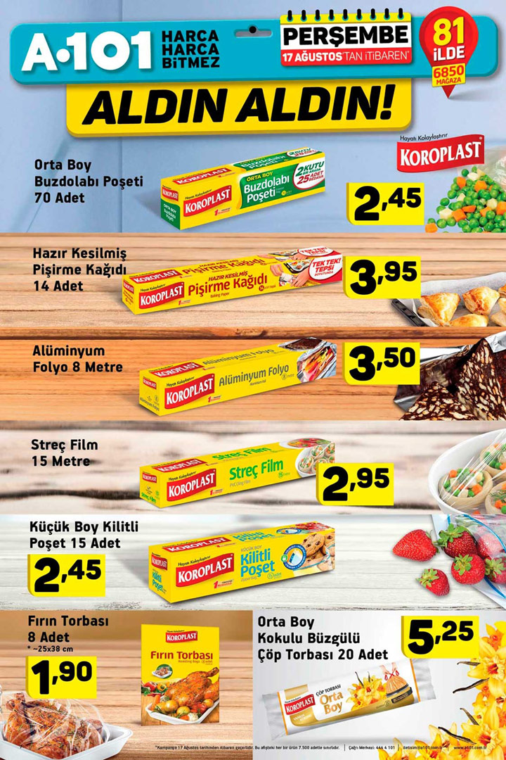A101 17 Ağustos Aktüel Koroplast İndirimli Kataloğu