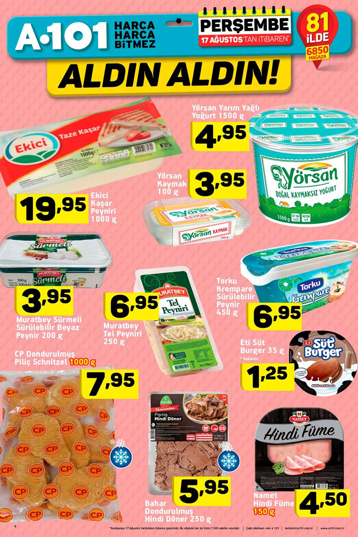 A101 17 Ağustos Her Eve Lazım Gıda Ürünleri