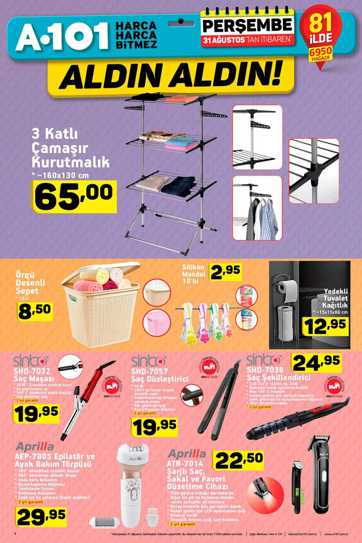 A101 31 Ağustos Perşembe Arefe Fırsatlar Kataloğu