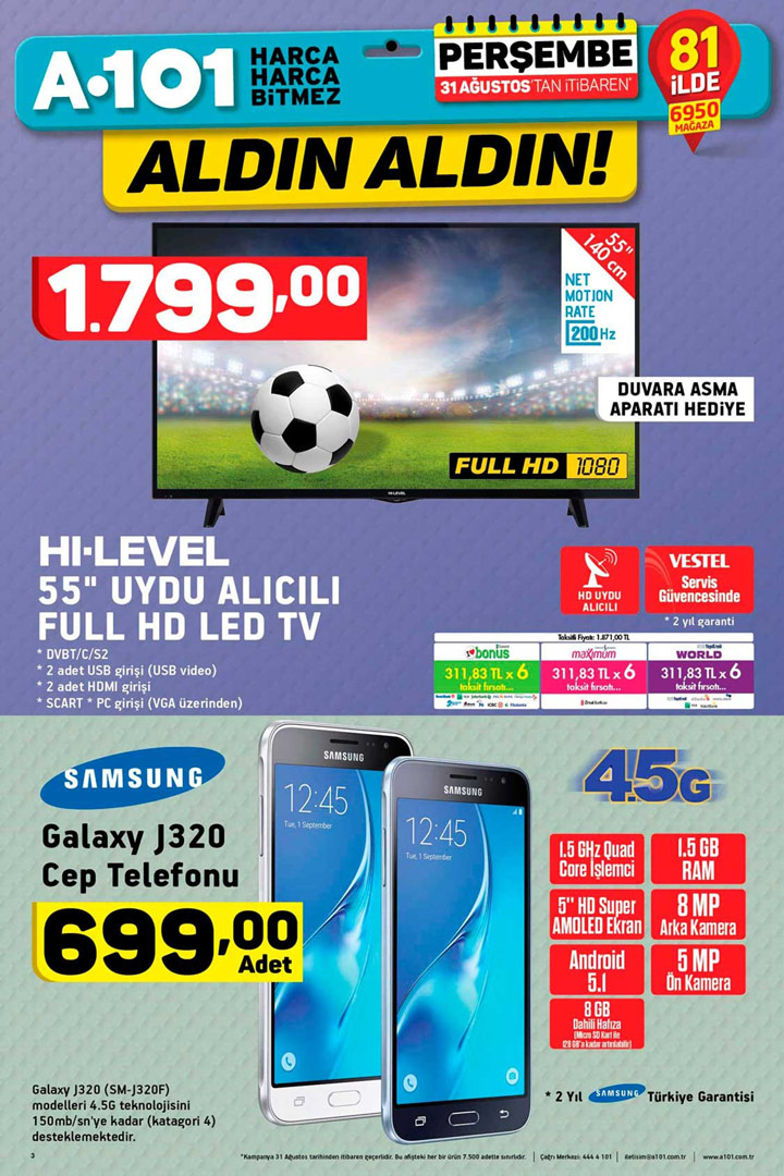 A101 31 Ağustos İtibari İle Gelecek Aktüel Kataloğu